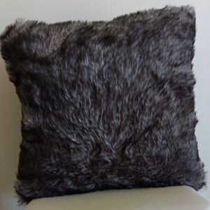 Faux Fur Accent Pillow - Dark Gray